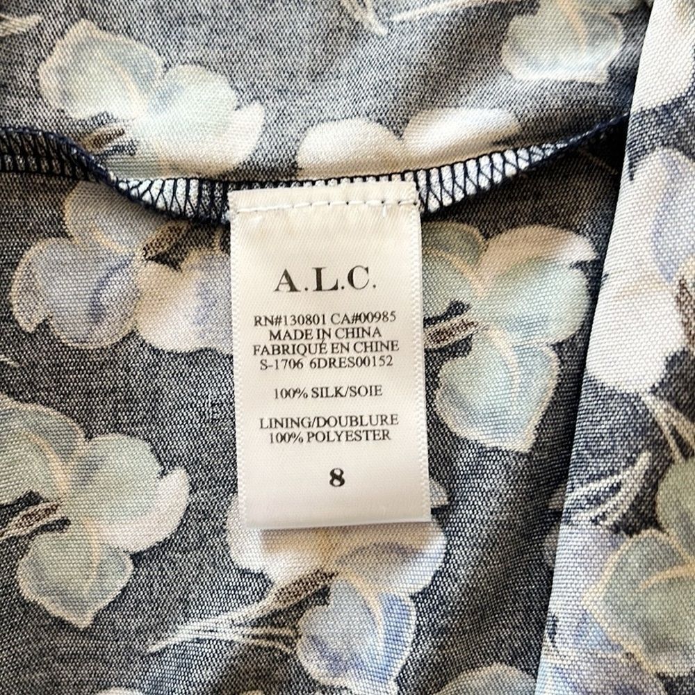 A.L.C. Floral Print 100% Silk Sheath Long Sleeve Dress - Picture 14 of 15